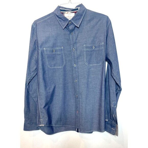 Weatherproof Vintage Denim Chambray Blue Button-Down Shirt Large - Picture 2 of 9